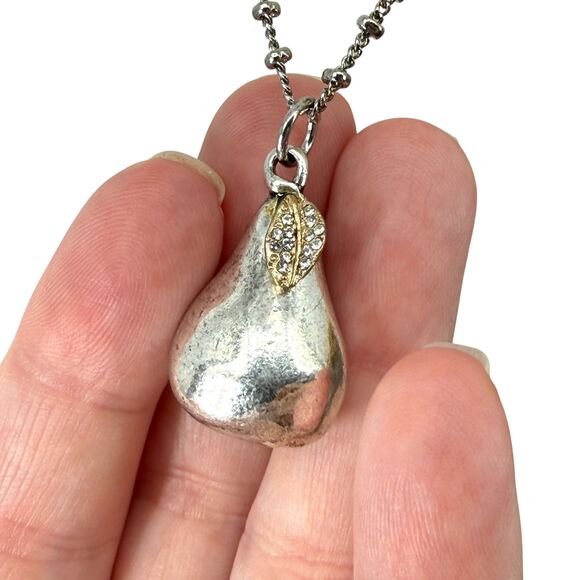 J. Jill Layered Necklace Silver Gold Pear Charm Beaded Rhinestone Adjustable NWT - Picture 11 of 13